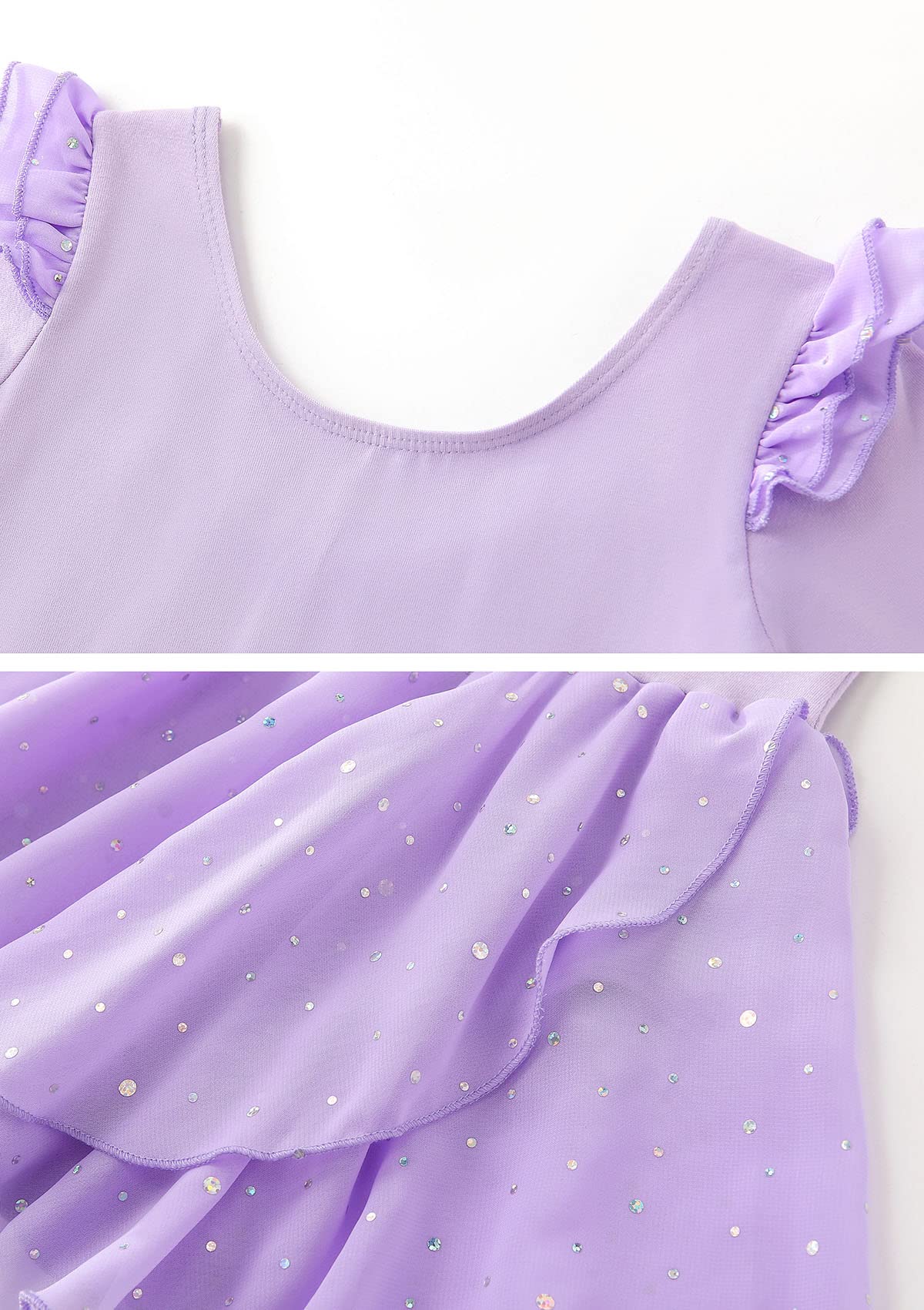 danswan Leotardos de ballet de manga larga para niñas pequeñas, vestido de baile con tutú y falda con purpurina