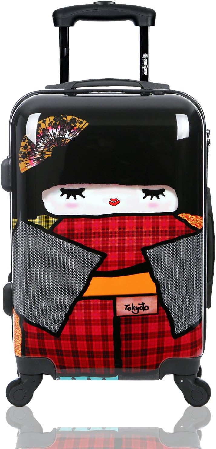 Carry-on Cabin Luggage 55x35x20 Suitcase 20 inch Approved Lightweight 4 Wheel Hard Case Kids Small Size Children Powerbank Charger Prepared JAPAN DOLL TOKYOTO LUGGAGE (TROLLEY + CHARGER)