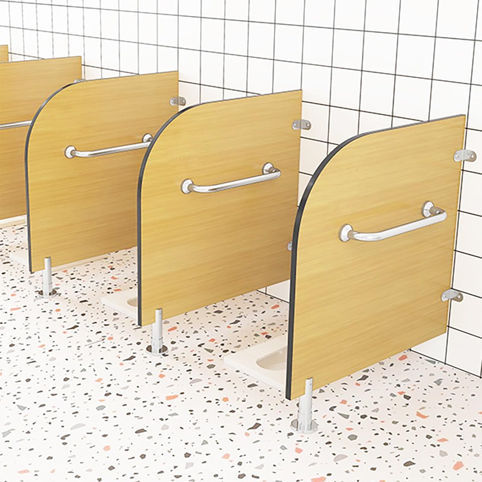SXDMOUBK Children's Urinal Partition Screen Waterproof Wooden Panel with Stainless Steel Handrail for Home School Kindergarten Yellow 3PCS,60cm/23.6in