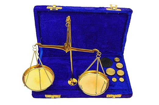 Regal Nautical Brass Tarazu/Vintage Goldsmith Weighing Machine, Balance Justice Law Scale, Apothecary Scale, Home Decoration Showpiece with Velvet Box - Small Brass Weight Scale