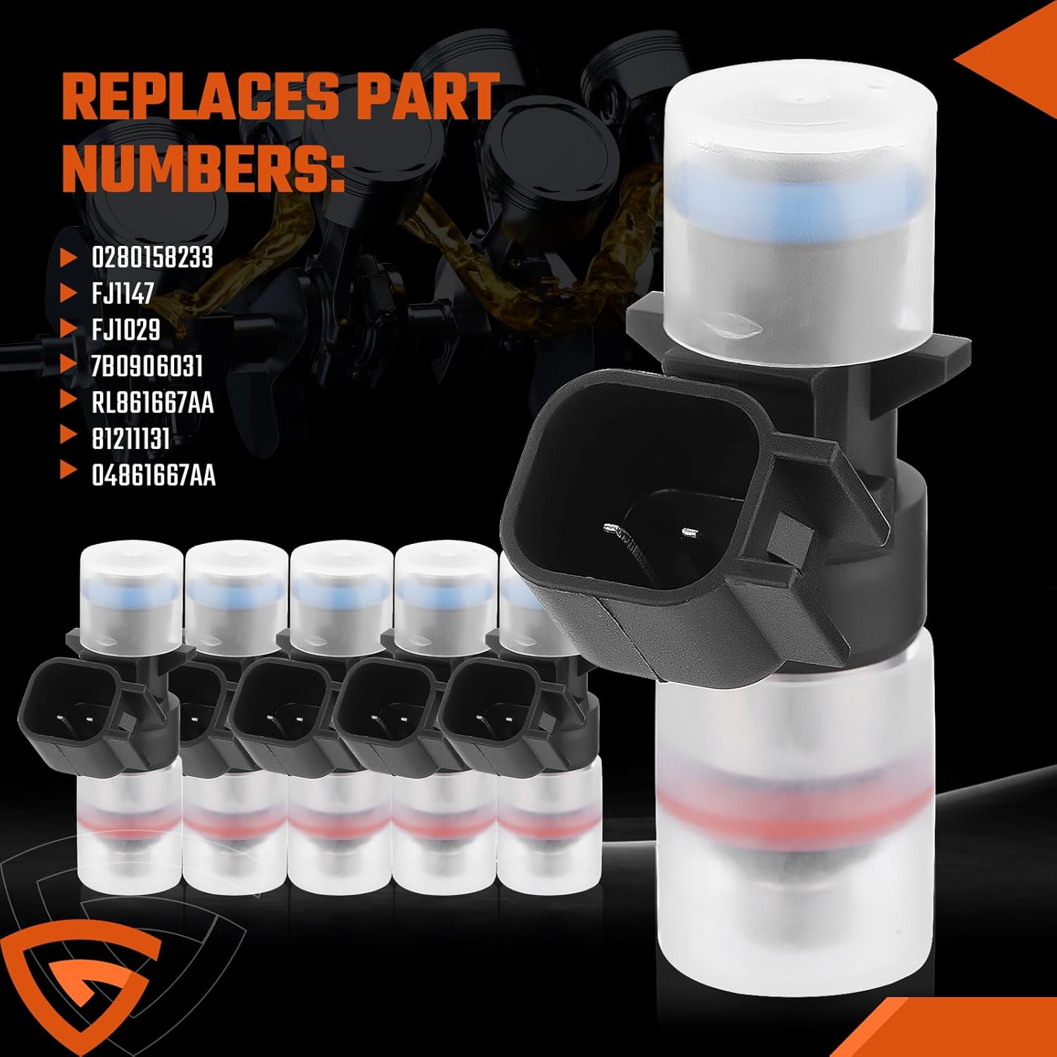 Fuel Injectors 0280158233 Fit for Chrysler 200/300 2011-2017, Fit for Dodge Challenger Charger, Fit for Jeep Grand Cherokee Wrangler, Fit for Ram 1500/2500/3500 3.6L Replaces# 05184085AC 4 Holes(6PCS)