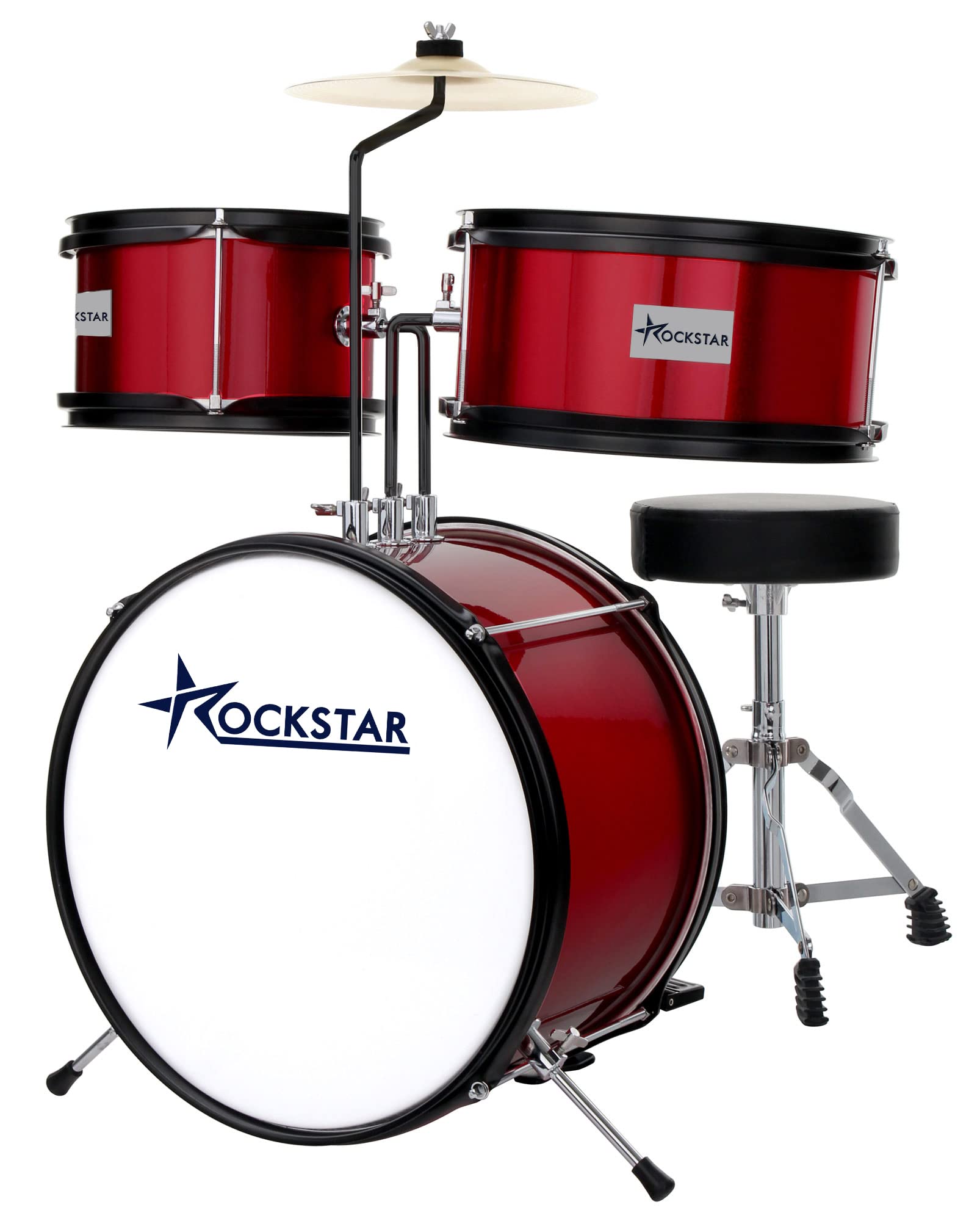 ROCKSTAR MUSIC - Batería Infantil de Madera para Jóvenes Músicos GC1043BWR Kit Completo de Percusión, Calidad Sonora Excepcional, Diseño Ergonómico - Incluye Asiento, Pedal de Bombo, Baquetas