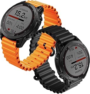 Abanen 2PCS Silicone Sport Watch Bands for Garmin Fenix 7/ epix 2/ Fenix 6 /Fenix 5/Instinct 2 Solar, Quick Fit 22mm Soft Tubular Waterproof Wrist Strap for Instinct Crossover Solar/Forerunner 955