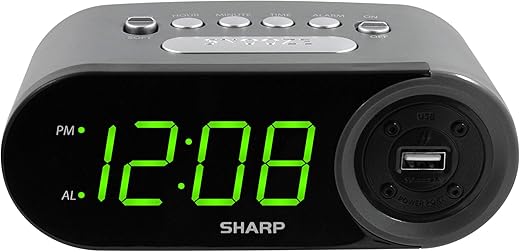 Sharp Digital Easy to Read Alarm Clock with 2 AMP High Speed USB Charging Power Port Charge Your