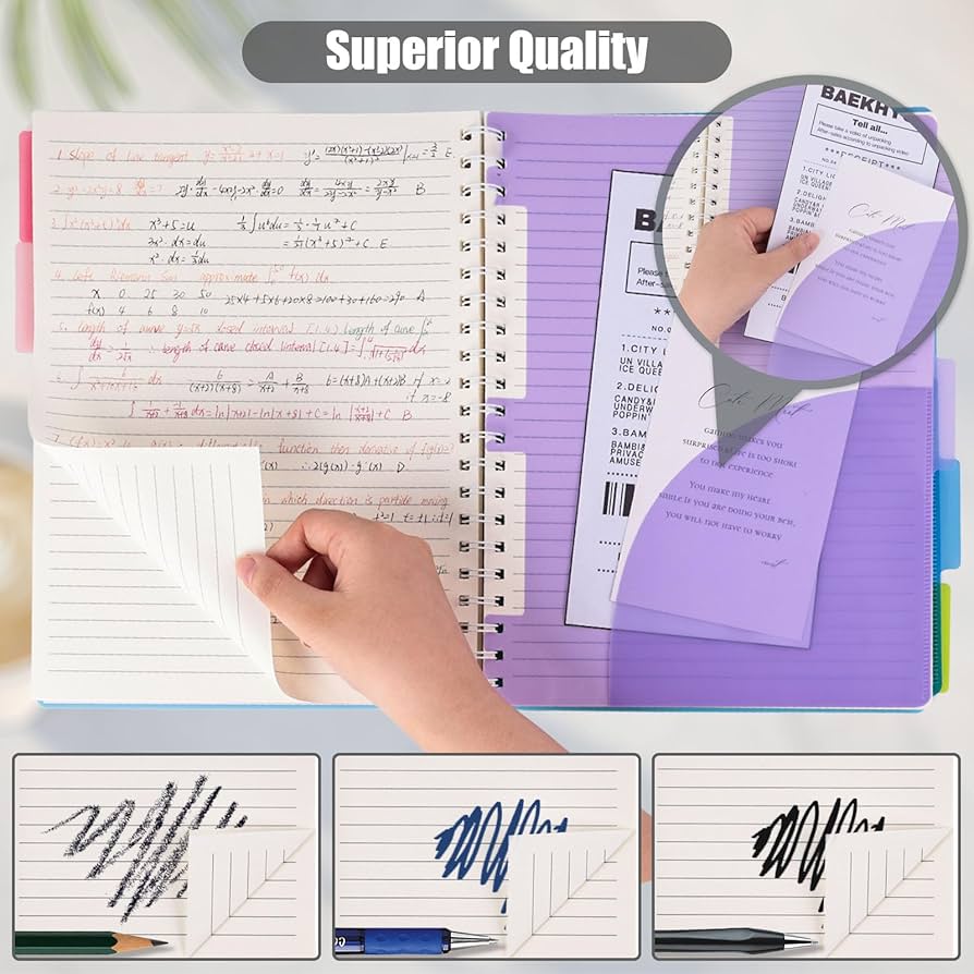 Amazon.com : HEYPLACE Subject Notebook Wide Ruled, 8.3