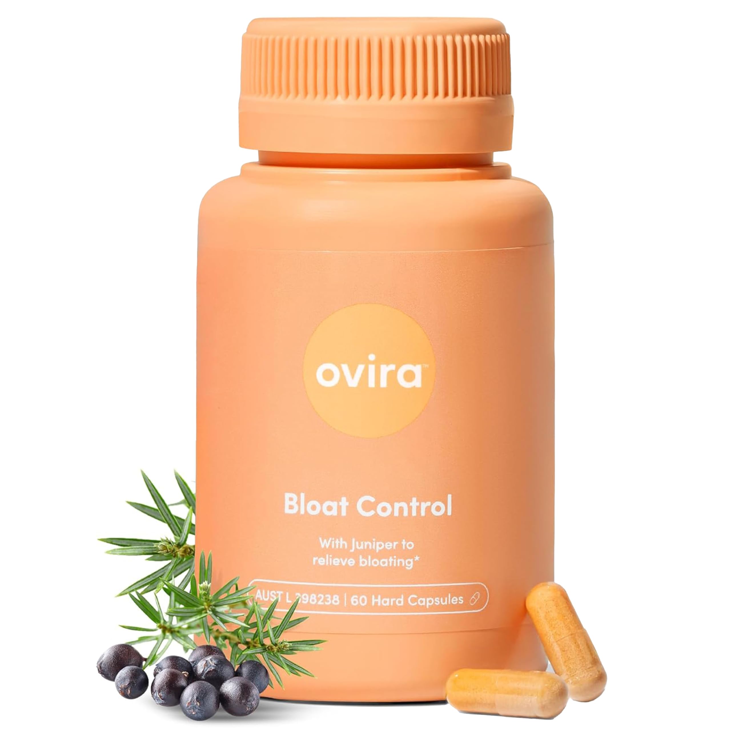 Ovira Bloat Control with JUNICLEAR – Added Juniper for Gas & Bloating Relief for Women and Men - Reduces Water Retention, Promotes Digestive Health & Gut Health - 60 Vegan Capsules, Pack of 1
