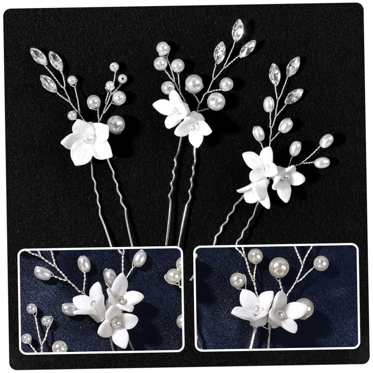 Beaupretty 15pièces Épingles De Cheveux Élégantes Pour Mariage Accessoires De Mariée Avec Fleurs Perles De Parfait Pour Fiançailles