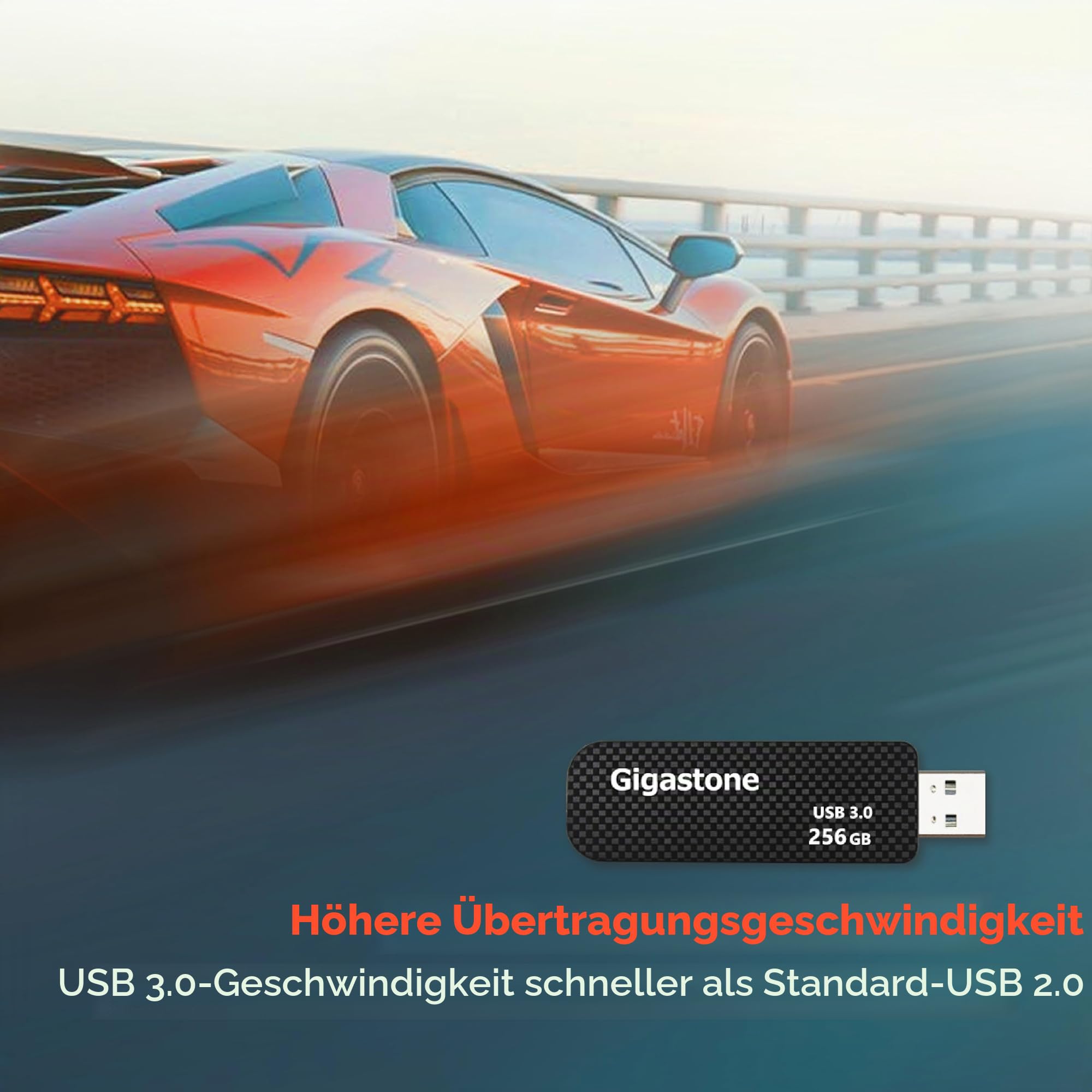 GIGASTONE 256GB Flash-Laufwerk, Z30 USB 3.2 Gen 1, 100MB/s UltraSchnell, Schlüsselring-Öse, Push-Pull, Daten­speicherung, Backup für PC/Mac/TV/Auto, USB 2.0/3.0/3.1 Kompatibel