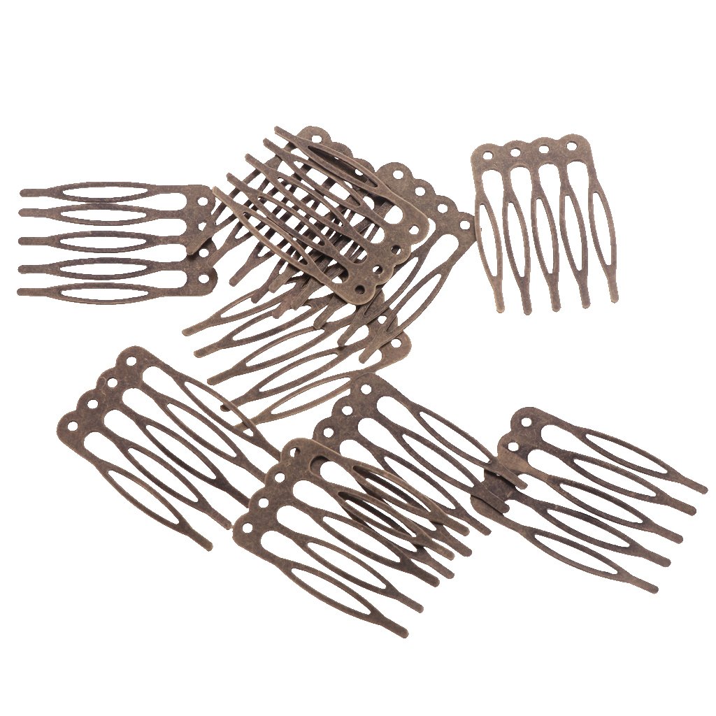 Fityle 10pcs Antique Silver Gold Bronze Tone Metal Hair Side Combs Clips Pins 2.7/5.6cm for DIY Jewelry Finding Crafts - Bronze, 2.7cm : Beauty & Personal Care