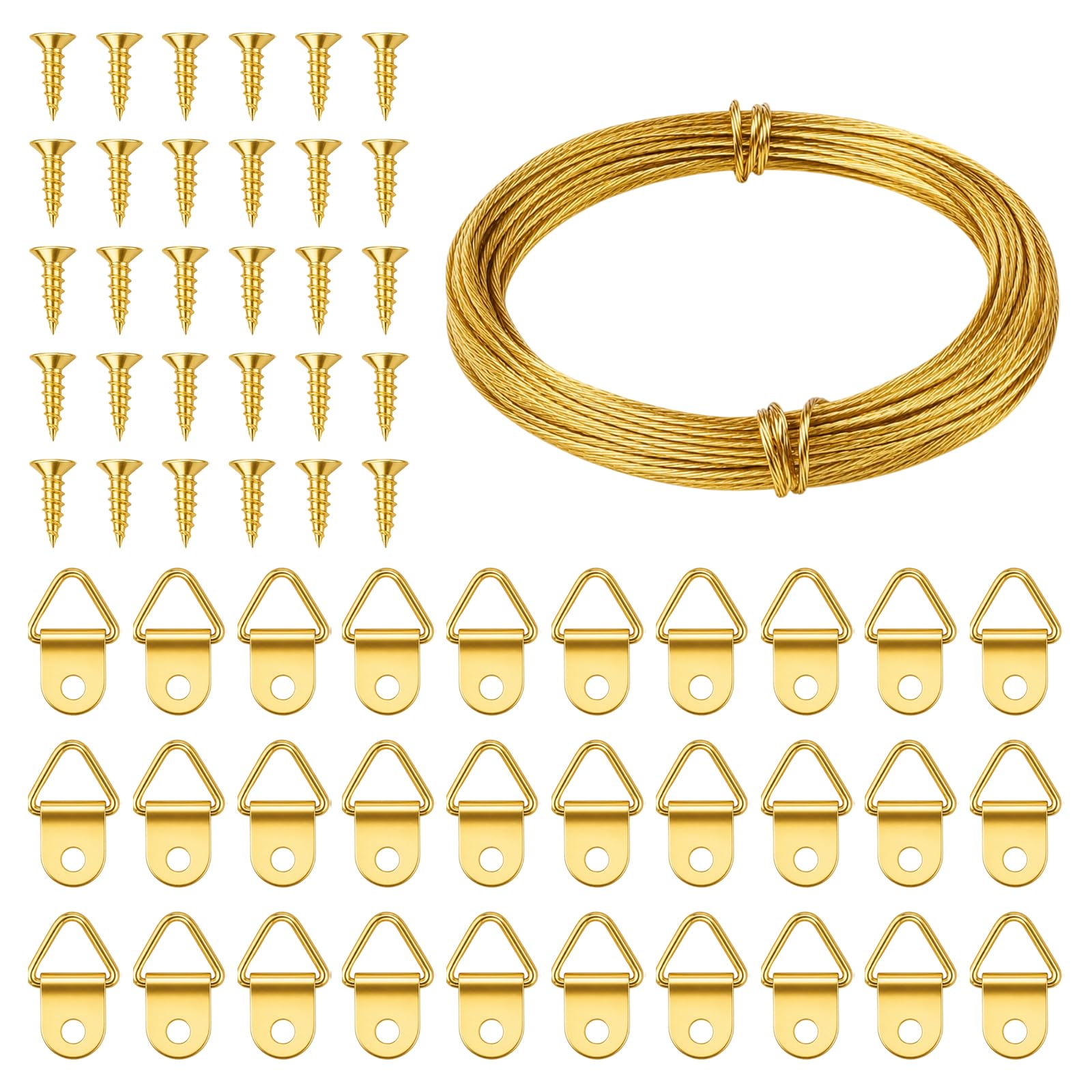 Picture Hanging Wire Kit with Hooks, 32.8Ft with 30 D Rings & 30 Screws