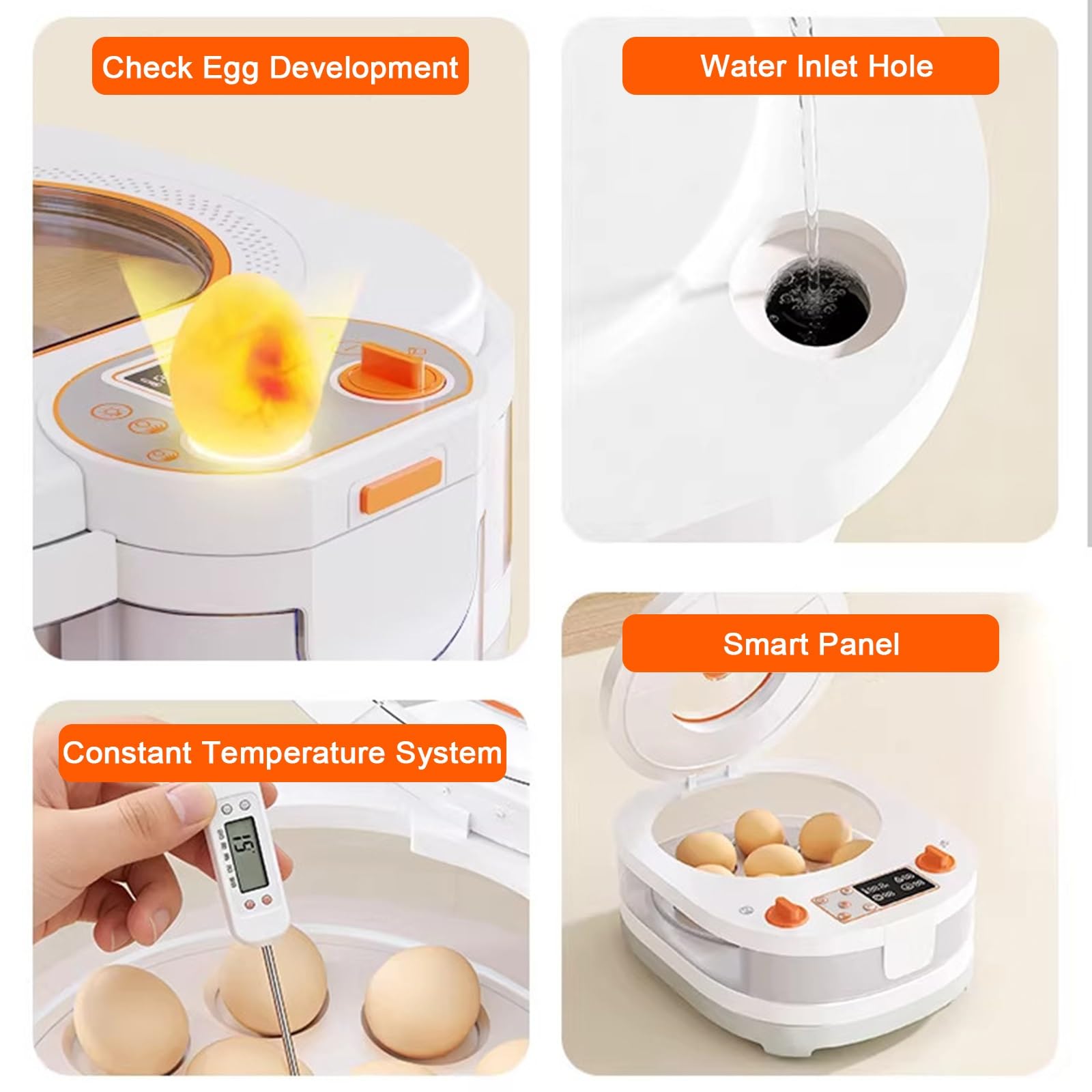 Incubadora de huevos con volteador automático, control de humedad, regulación de temperatura, recarga automática de agua para incubar huevos de pollo, codorniz, pato, ganso y pájaro
