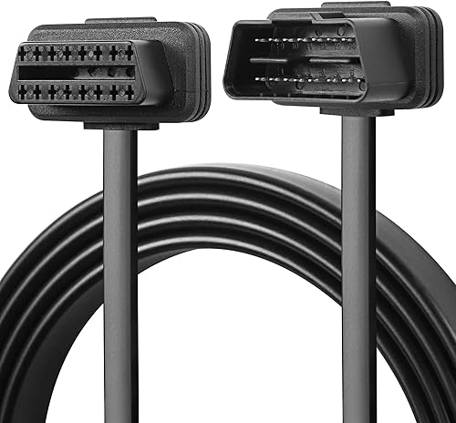 CERRXIAN 3.2FT 1M OBDII OBD2 ángulo recto 16 Pin macho a hembra Cable plano de extensión, herramienta de escaneo OBDII Extensor de diagnóstico Cable