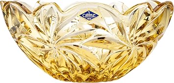 Bohemia Crystal AU52672 11.25" Bowl FLORA 28 cm, Decorative Bowl, Fruit Bowl, Centerpiece, Amber