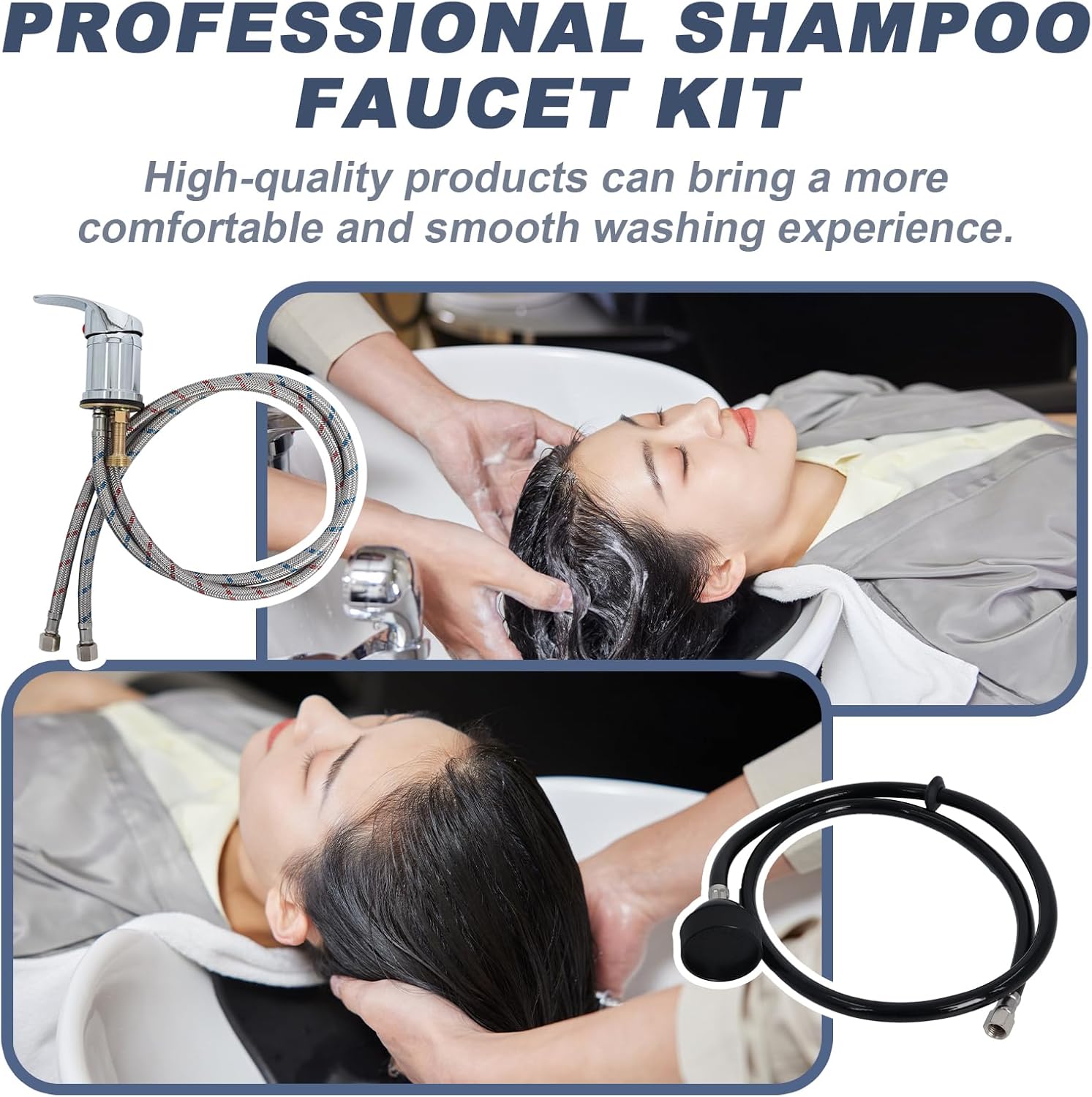 Shampoo Bowl Faucet, Vacuum Breaker Outside Faucet Kit & Shampoo Hose for Sink with Sprayer, Hair Salon Sink Sprayer Hose Replacement Set