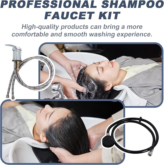 Shampoo Bowl Faucet Kit with Vacuum Breaker & Sprayer Hose for Salon Sink