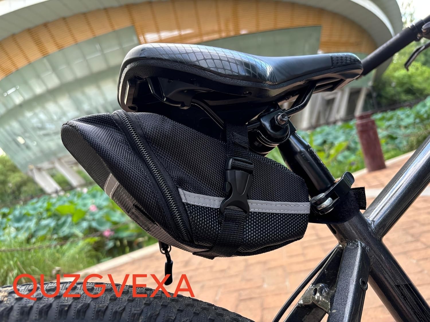 Bike Saddle Bag, Seat Bags, Bicycle Bags Cycling Seat Pack for Mountain Road Bikes, Waterproof Pouch for Phone, Wallet, Keys, Tools, Accessories, Biking Gear, Built-in Keychain (Black) image 3