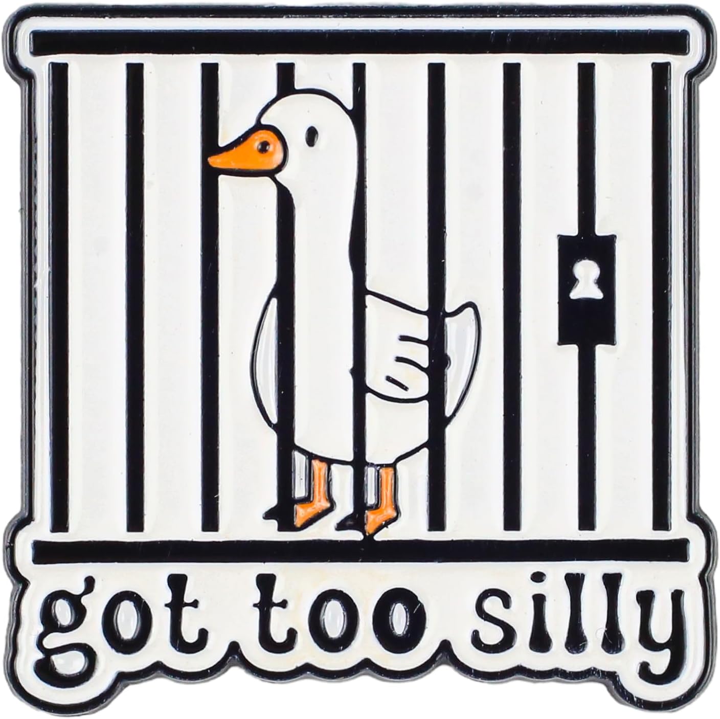 Got Too Silly Brooches, Funny Silly Goose Meme Enamel Pin, Chaotic Joke Badge Brooch, Funny Goose In Jail Pinback Button, Ironic Whimsical Humor Lapel Badges, Hilarious Bird Decorative Pin Jewelry Accessories
