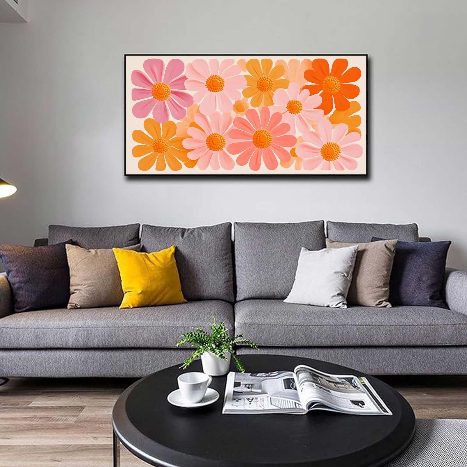 QIXIANG Tulip Flower Canvas Wall Art – Orange Floral Painting Print For Living Room, Bedroom, Office Decor - View #3