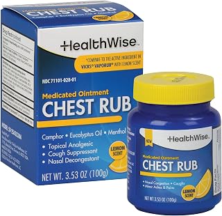 HealthWise Medicated Chest Rub | Refreshing Lemon Scent | Cough Suppressant | Relieves Nasal Congestion | Relieves Minor Aches and Pains | 3.53 oz.