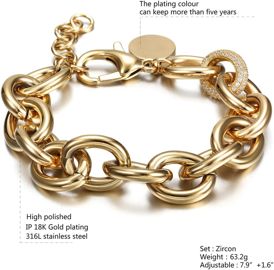 CIUNOFOR 14K Gold Plated Link Chain Bracelets for Women, Dainty Silver Beaded Stackable Bracelet, Trendy Charm Jewelry for Her, Fits 6.0”–8.0” Wrists - Image 6