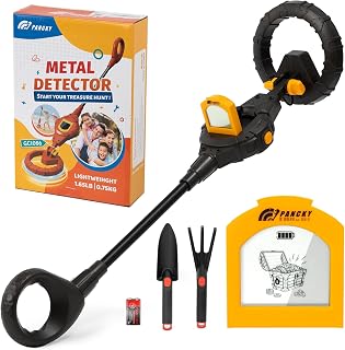 PANCKY Metal Detector for Kids, IP68 Waterproof 3-10 Year Kids Metal Detector Kit with LCD Display, Automatic Sensitivity Adjustment, 6.6" Search Coil, 1.65lb Lightweight, Gift for Boys & Girls, Black