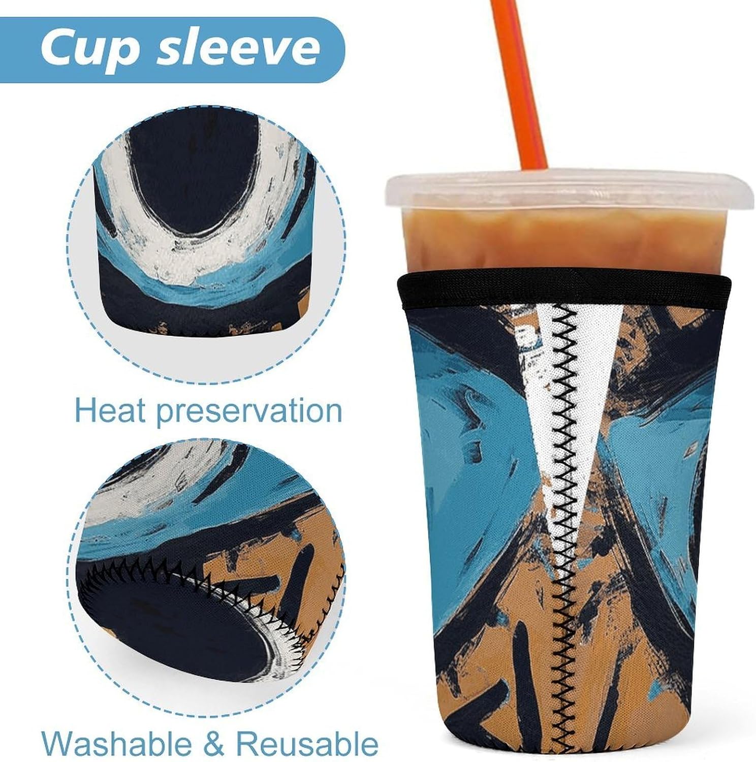 3 Pack Neoprene Cup Sleeves, Stretchy Reusable Drink Cup Cover Universal