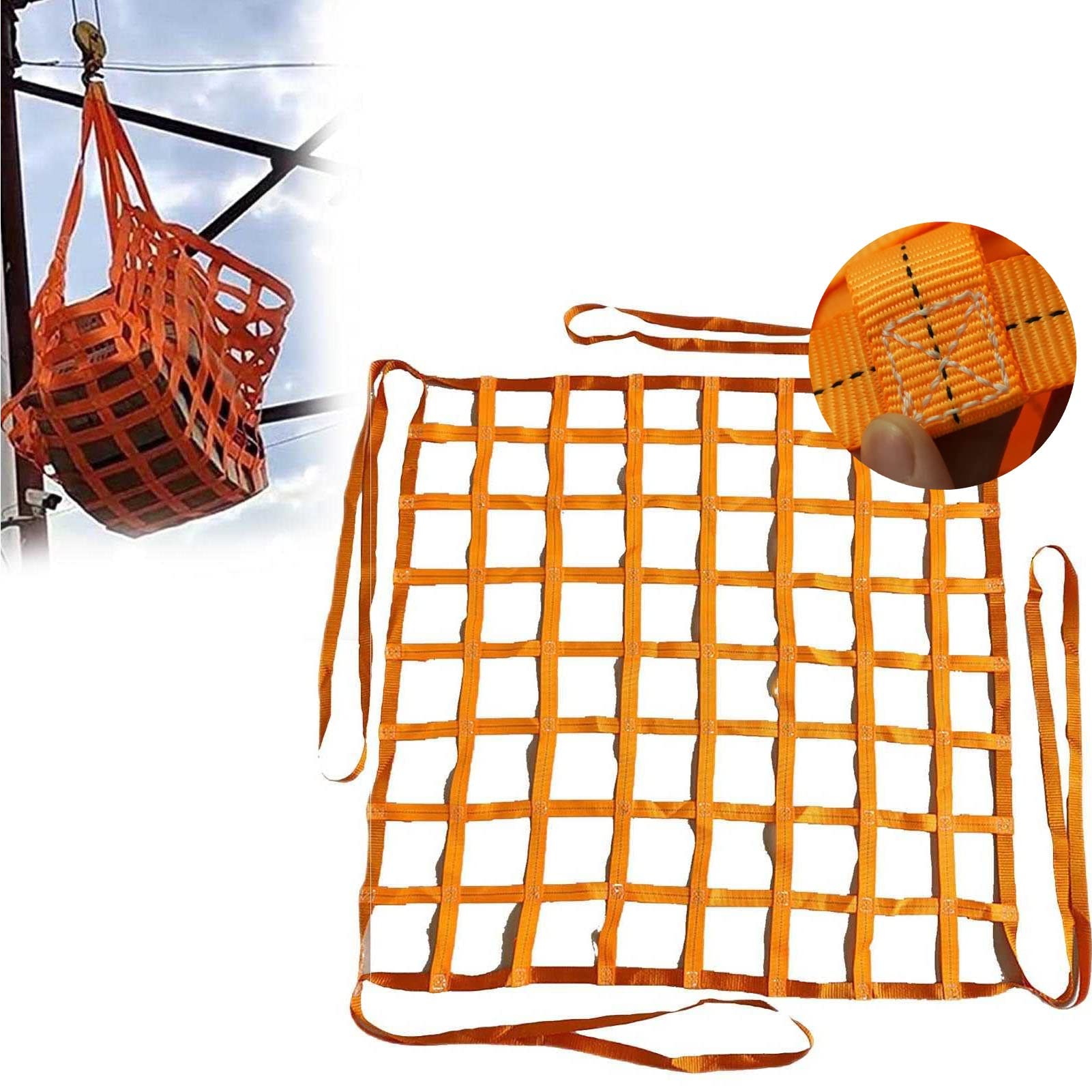 Malla Plana De Poliéster para Eslingas - Bolso De La Elevación del Cargo, Red De Cargo Elástica, Red De Elevación De Cuerda Resistente Al Desgarro, Red Que Sube del Jardín, Naranja (Size : 1 X 1M/Mes