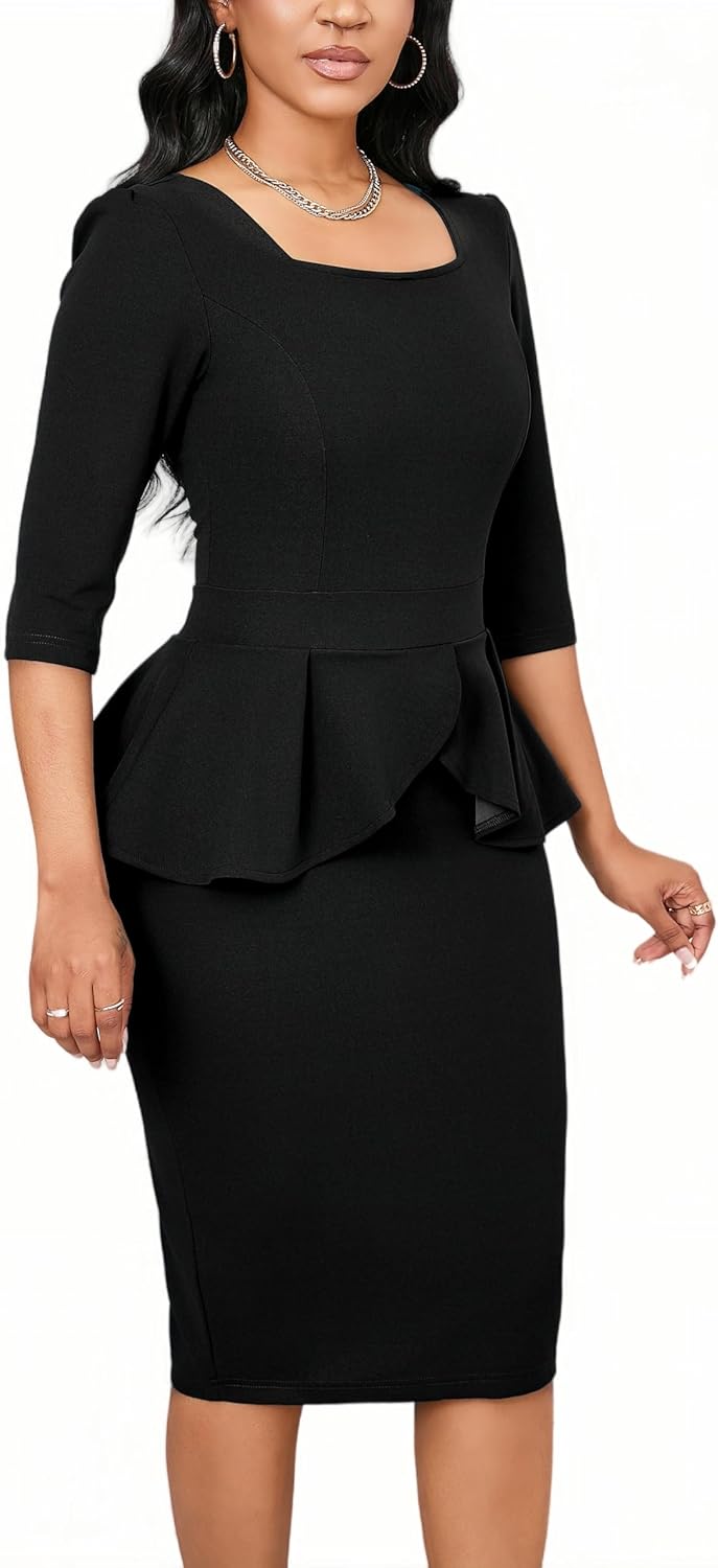 Women's Wear to Work Dresses Business Casual Midi Wrap Dress Elegance Church Outfits - Image 6