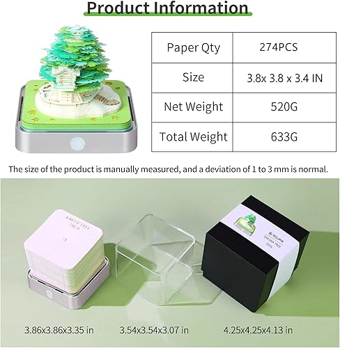 Miniatura 114 de RSLIPIN 3D Memo Pad Time Piece Calendar 2026,3D Calendar Memo Pad DIY Notes Notepad Paper Craft Art Romantic Tree House,2026 3D Desk Calendar With