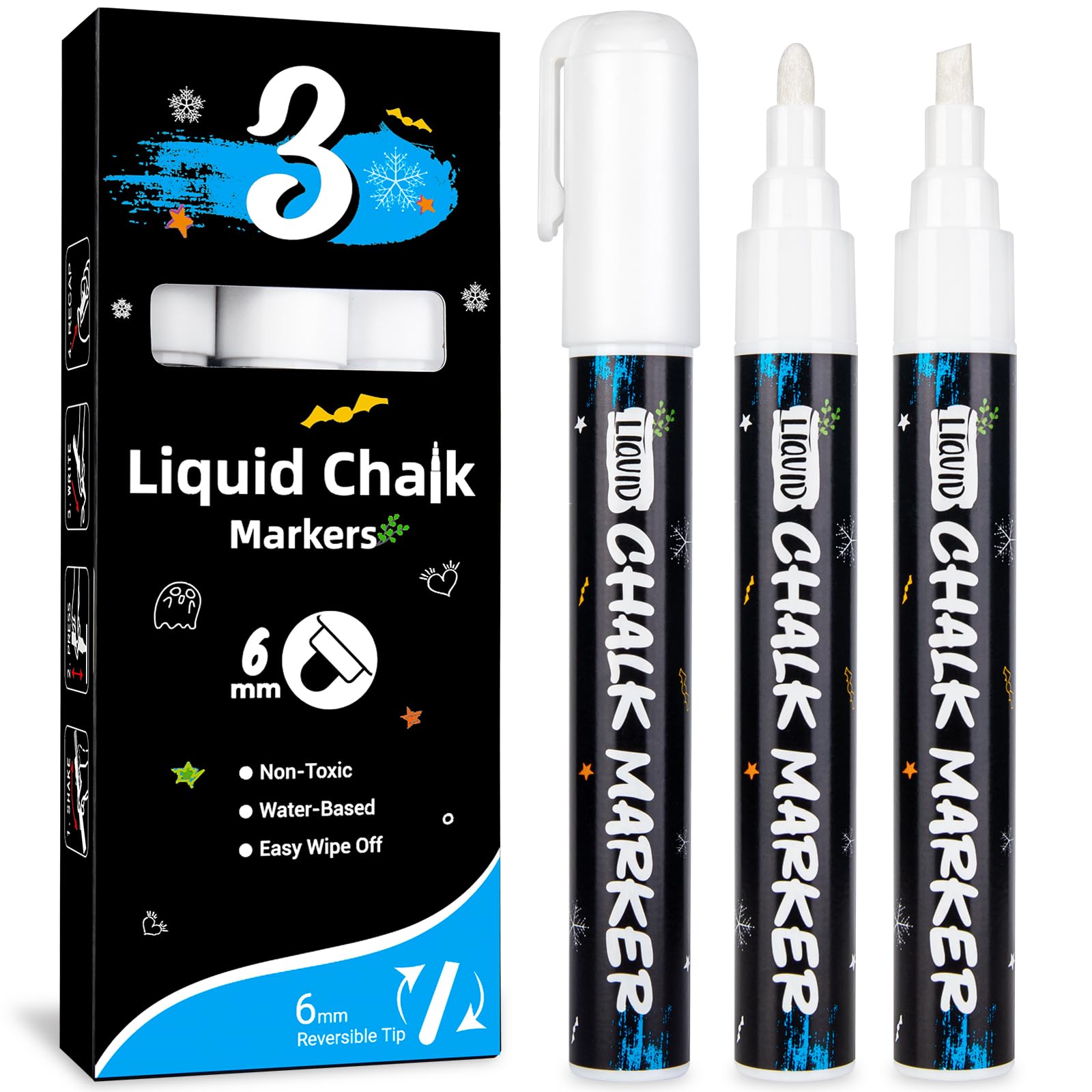 DAPAWIN3 Pack White Chalk Markers