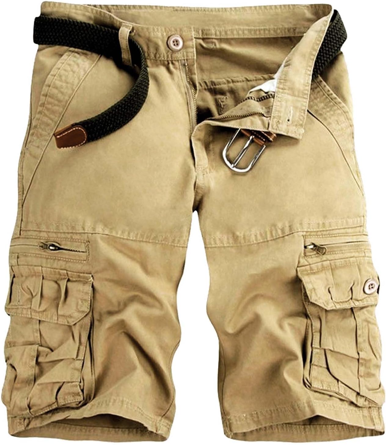 Mens Cargo Shorts Cotton Work Shorts Multi Pocket Casual Workout Shorts for Men NO Belt