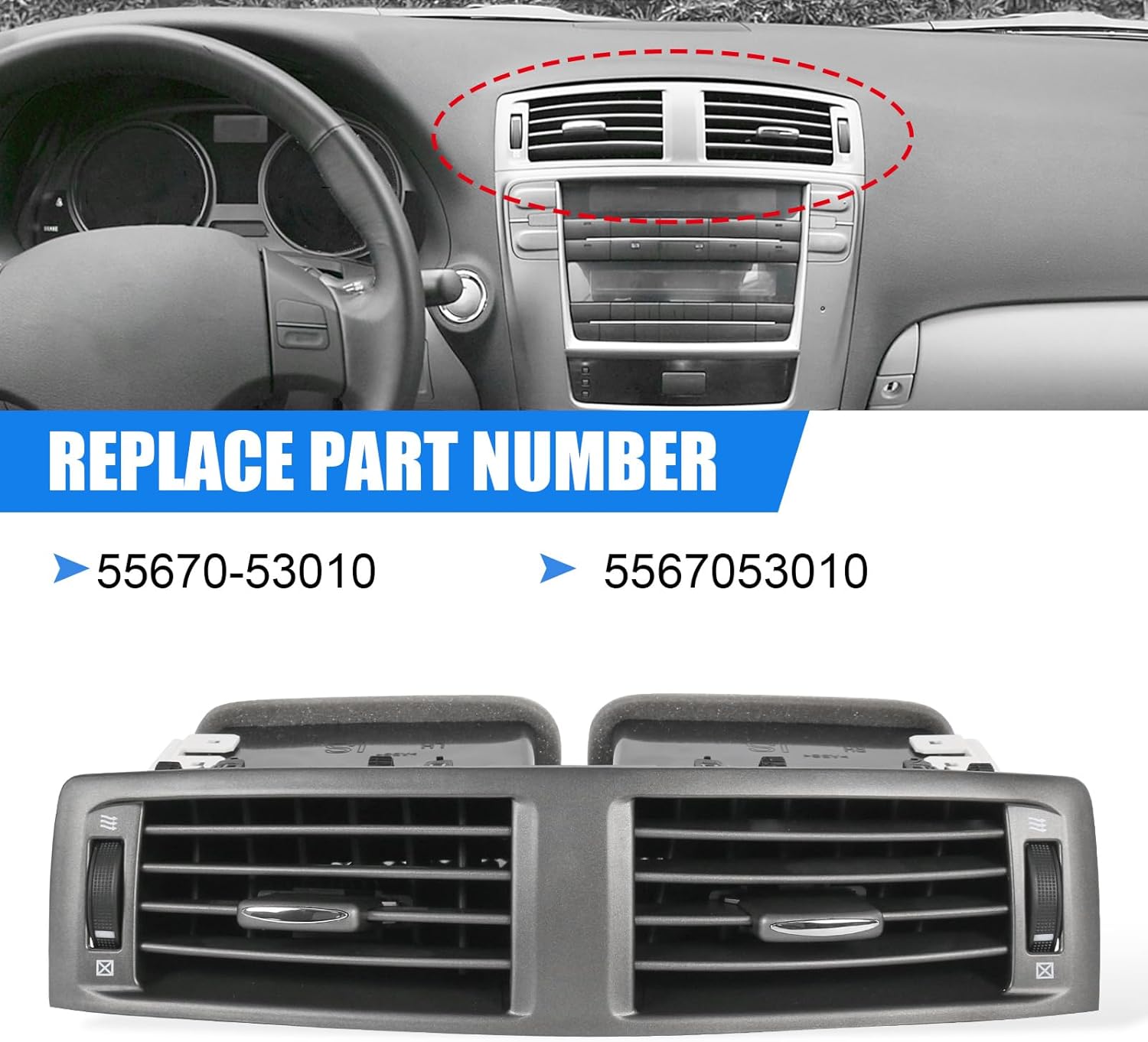 Center Dash Air Vent Panel Instrument AC Heater Compatible with Toyota Lexus IS250 IS350 IS F 2006-2009 (Excludes 2006-2007 IS F) With Hand Wheels Replace#55670-53010 5567053010