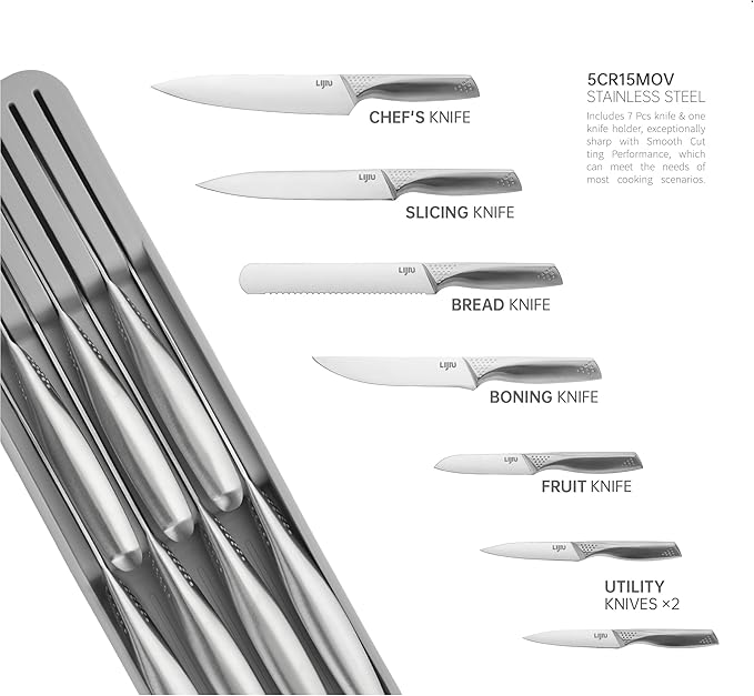 Set Cuchillos Cocina 7 Piezas Acero Inoxidable Estuche Horizontal miniatura 3