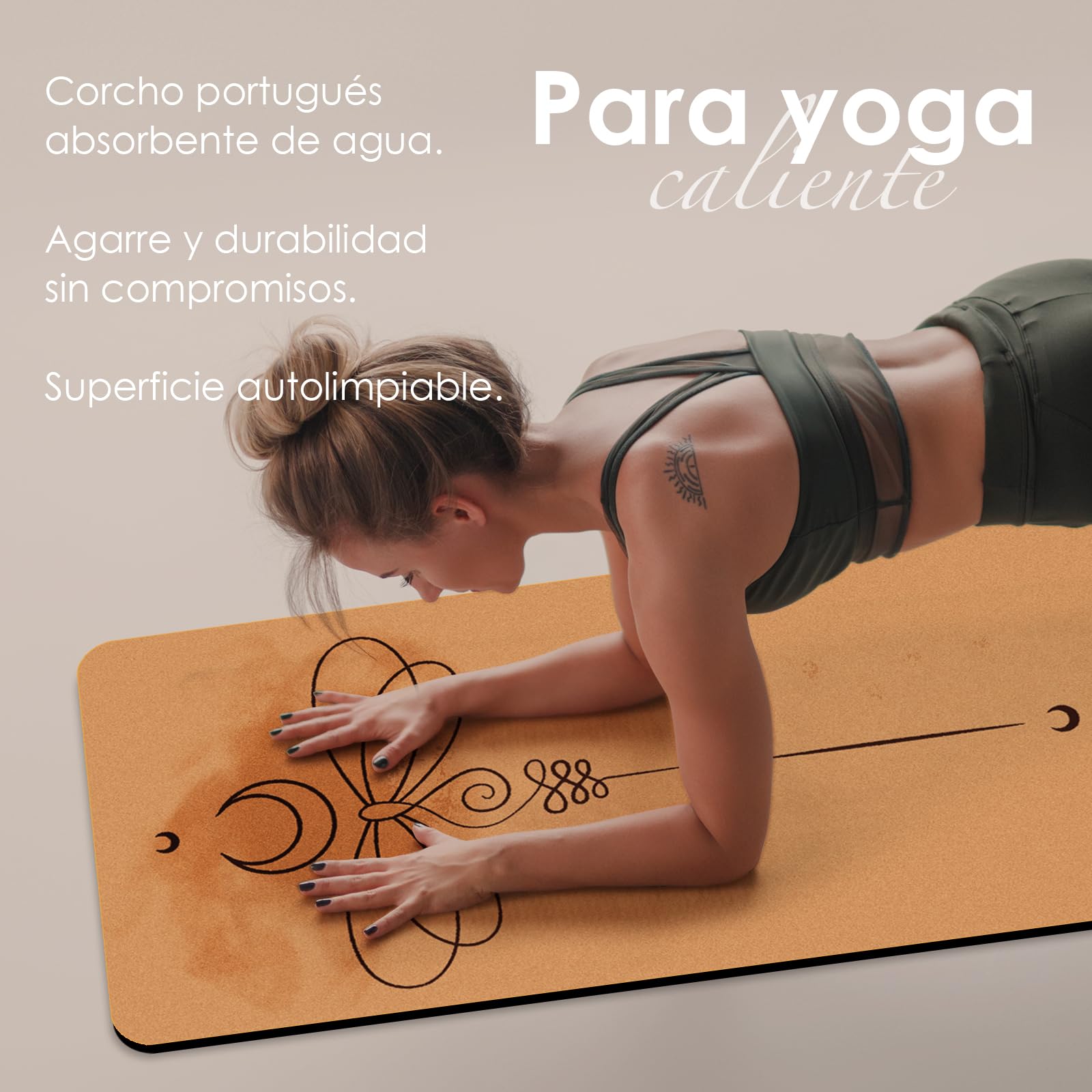 Esterilla de Yoga de Corcho Antideslizante - Alfombra para Entrenamiento de Gimnasia,sin sustancias nocivas, para Yoga y Pilates - Colchoneta de 183 x 61 x 0.4CM-con Correa de Transporte
