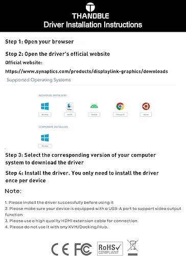 Miniatura 2 de TAHNDBLE - Adaptador USB C a HDMI, salida de doble pantalla 4K 60Hz para Apple Mac M1M2M3, adaptador DisplayLink (DL6950) para USB 4, Thunderbolt