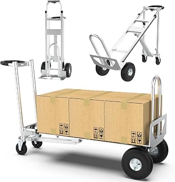 3in1 Convertible Hand Truck Dolly Cart, 880 lb Aluminum Hand Trucks Heavy Duty Furniture Appliance Dolly W/10 Wheels,Utility Shopping Cart for Transport & Moving Office, Home & Warehouse Use Silver