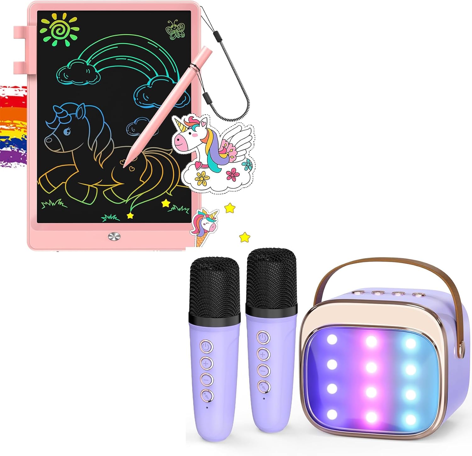FLUESTON LCD Writing Tablet, Doodle Board & Mini Karaoke Machine for Kids Adults
