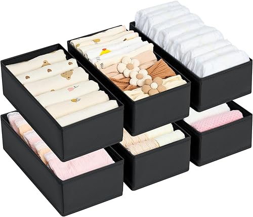 Miniatura 12 de DIMJ Organizador de cajones, organizador de ropa pequeño, juego de 3, separadores de cajones para ropa de bebé, ropa interior, calcetines, brasier,