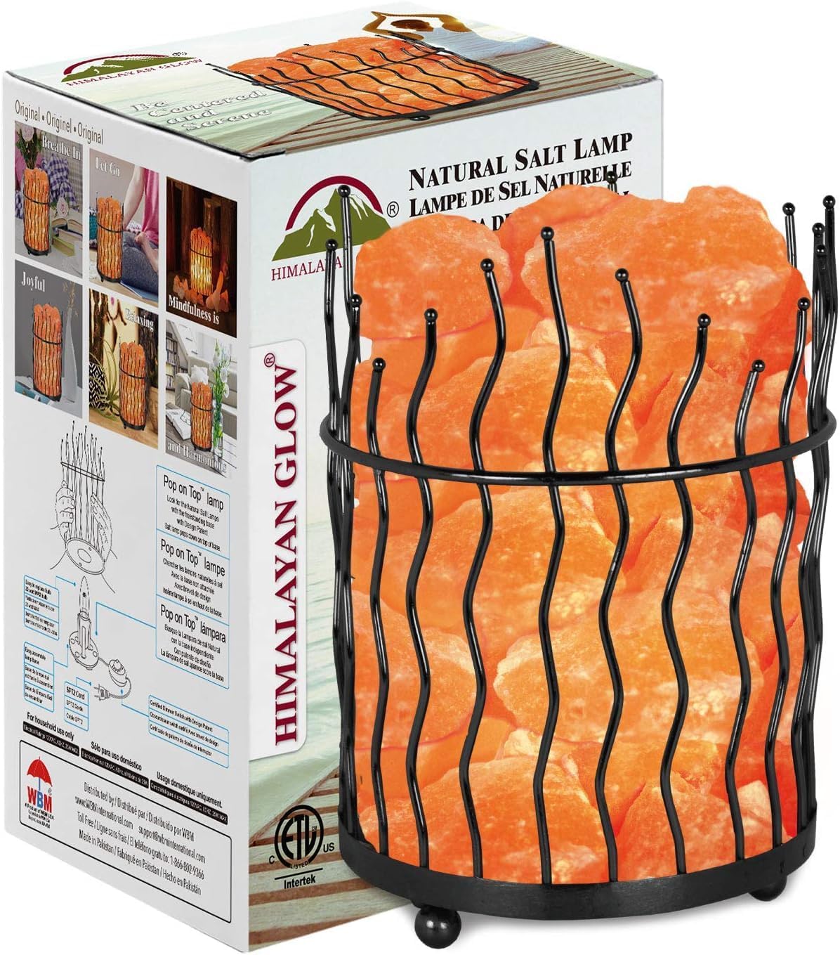 Himalayan Glow Pillar style Salt Basket Lamp with salt chunks, Himalayan Salt lamp with Touch Dimmer Control, Amber Glow, Idle for Home, Offices, and Dorm Decor
