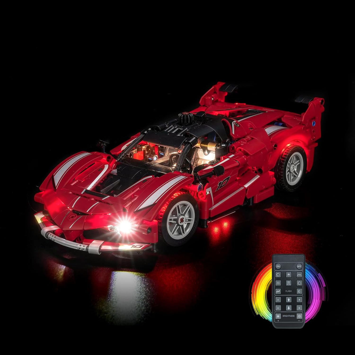 Upgraded Led Light Kit Compatible with Lego Technic Ferrari FXX K Building Set, RC Version Compatible with Lego 42212 (Model Not Included)