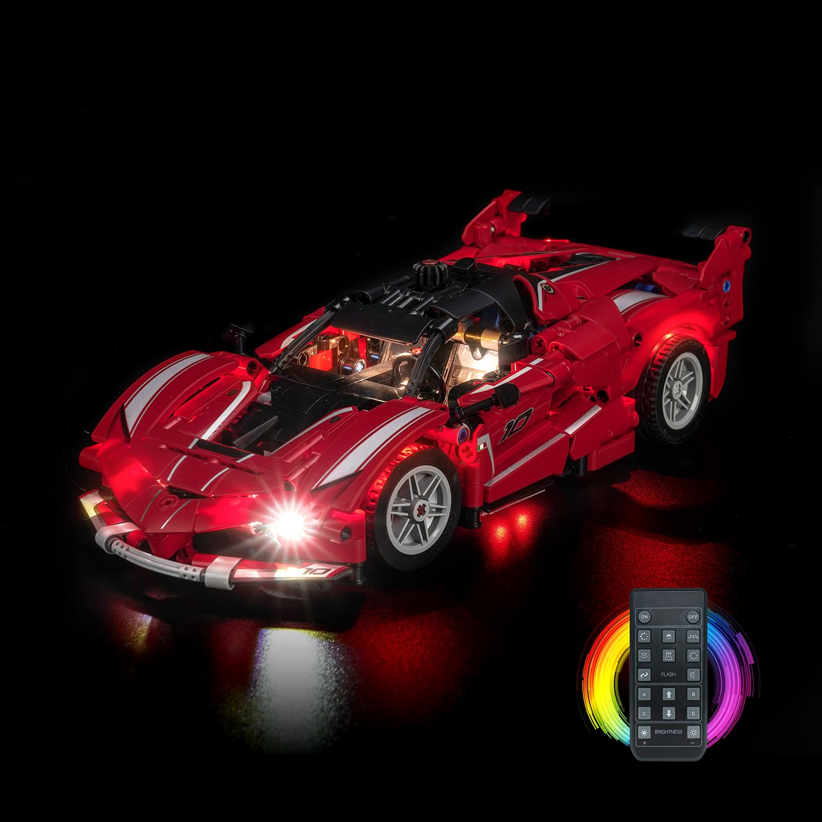LocoLee Licht Set Kompatibel mit Lego 42212 Ferrari FXX K (Kein - Lego-Set) Fernbedienung Version Dekorative Beleuchtung Set Compatible with Lego Technic Ferrari FXX K