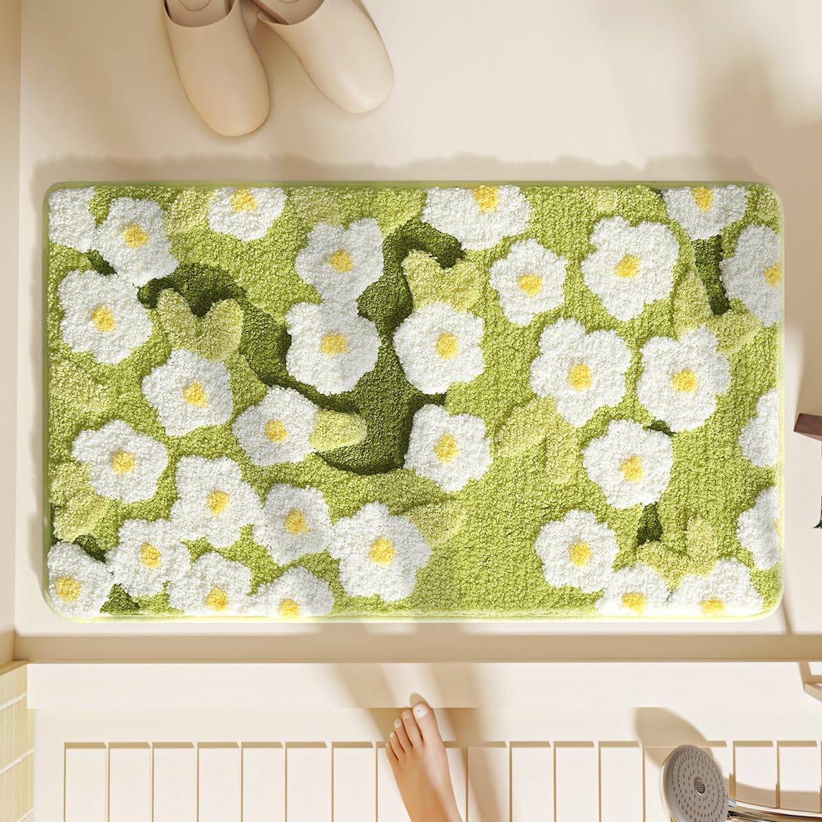 Floral Bath Mat Cute Quick Drying Carpet Machine Wash and Non Slip Bath Rug for Sink, Bedroom and Shower (30"x17", Little Flowers)