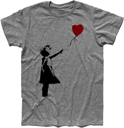 T-Shirt Uomo 'Balloon Girl' - La Bimba Col Palloncino A Forma Di Cuore - Street Art, Stampa Artigianale Ecologica