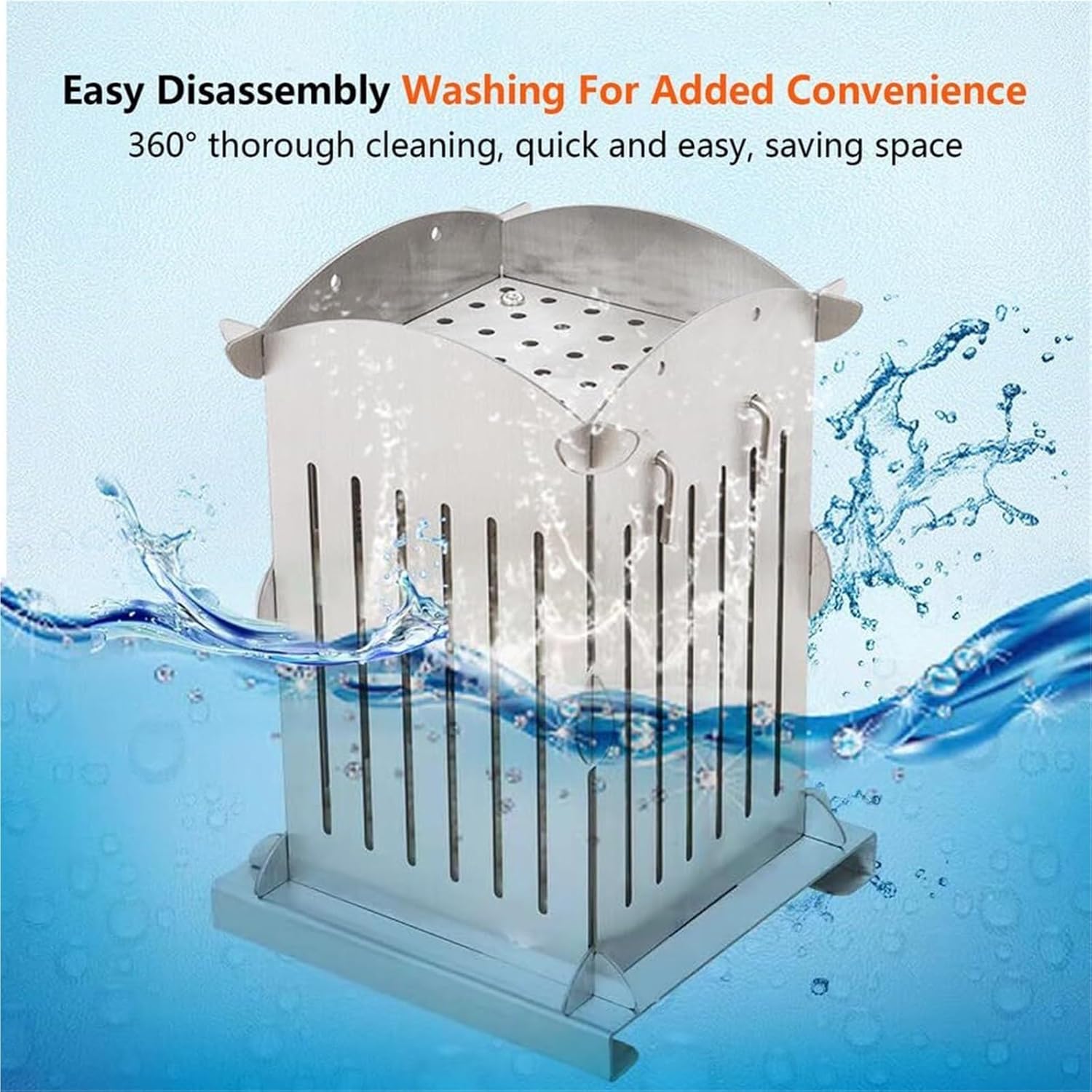 Kebab Maker Box 49/56/81 Holes, Stainless Steel Skewer Maker Machine with Safe Meat Cutting & 360° Easy-Clean Design, Manual Fast BBQ Kabob Tool for Home Outdoor Grilling(49 Holes)