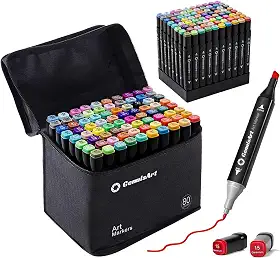 Marcadores de álcool, cinzel de 80 cores e marcadores artísticos de ponta dupla fina, marcadores de tinta para colorir, desenhar, esboçar, fazer cartões e patins DIY - perfeitos para adultos