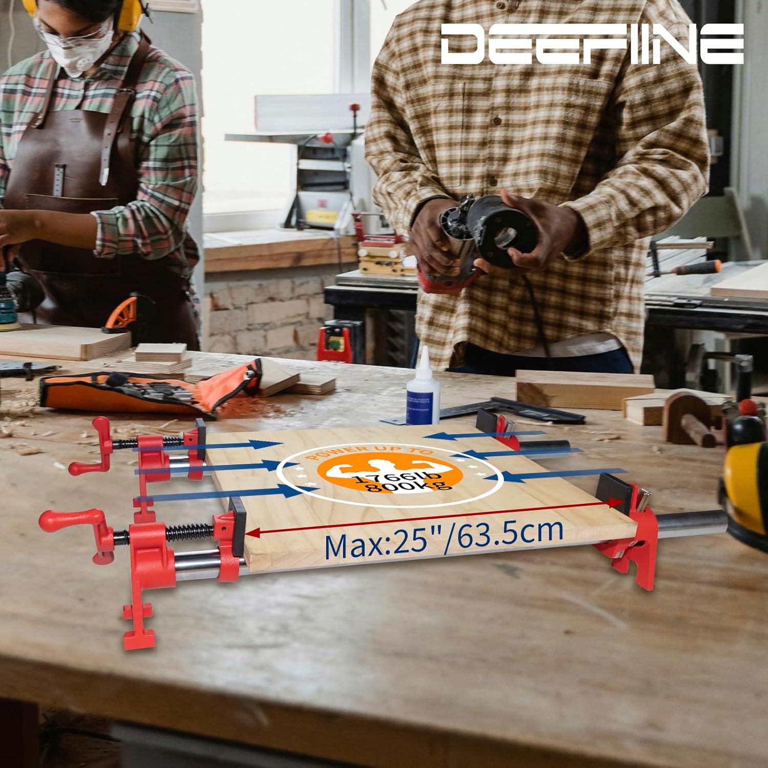 3/4 Inch Pipe Clamps for Woodworking with 30" Pipe, 2-Pack Heavy Duty Cast Iron Pipe Clamp Fixture Set, Complete Adjustable Clamping Kit for Cabinet Furniture Gluing Carpentry Workshop.(2)