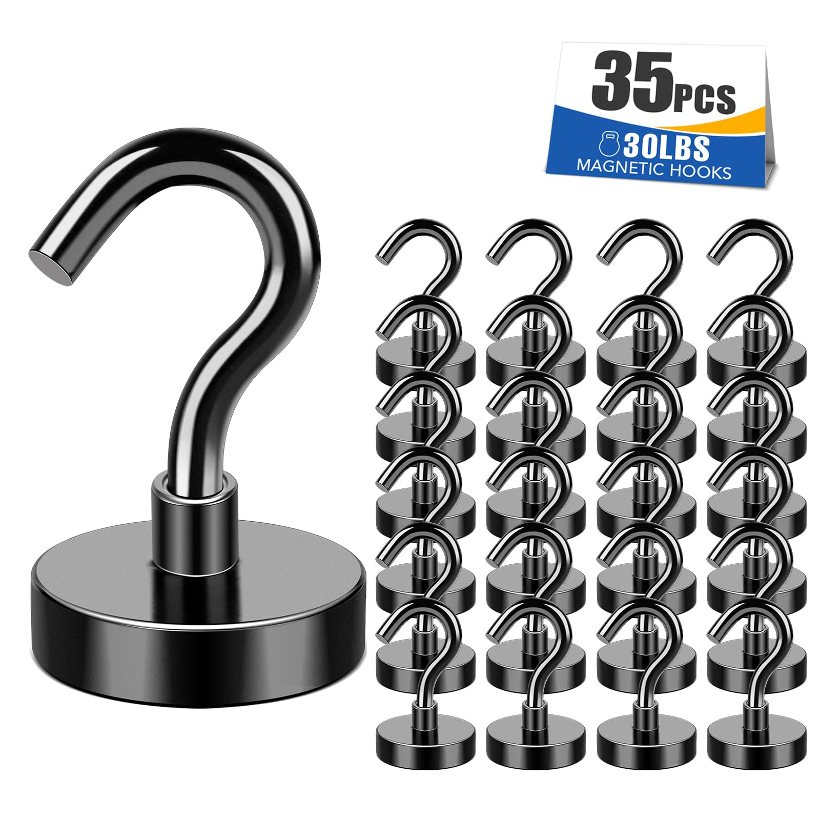 MIKEDE Magnetic Hooks Heavy Duty, 25Lbs Strong Rare Earth Neodymium Magnets With Hooks For Hanging, Magnetic Hanger Strong Cruise Hooks For Kitchen, Home, Workplace, Office&Garage, Pack Of 6, Silver — Amazon image 8