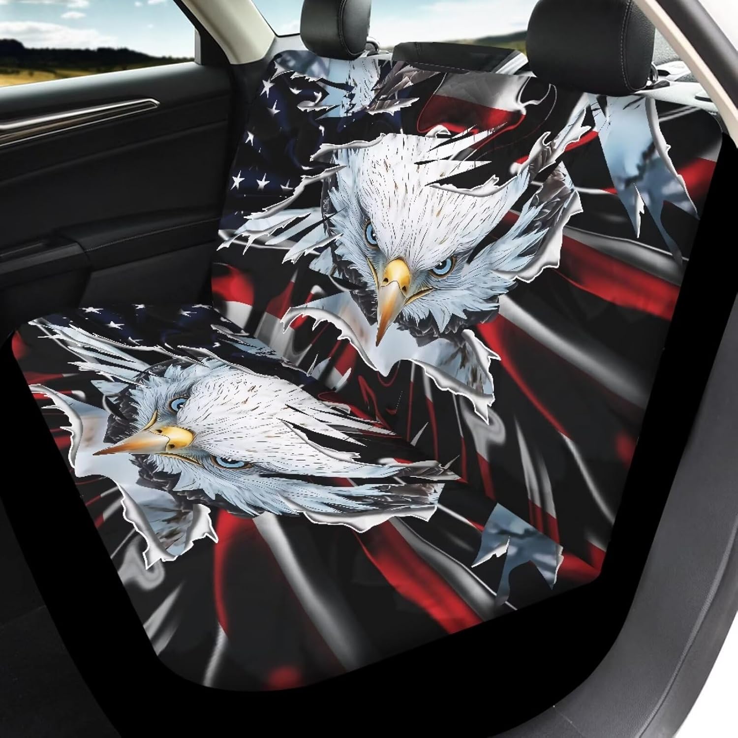 Cute Eagle Universal Car Seat Covers Full Set 4 Pieces Car Seat Cover for Front Back Seat Auto Accessories Cars Interior Decorations