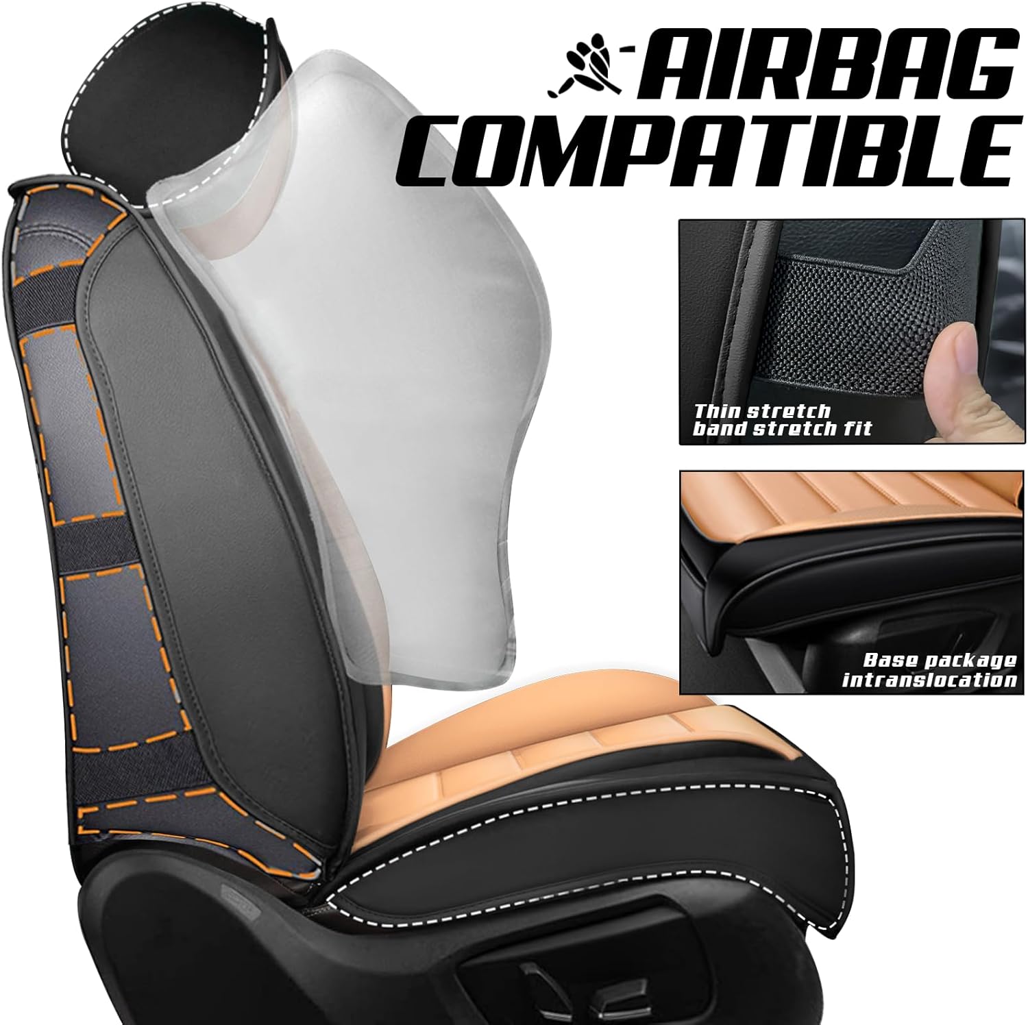 ILMO Seat Covers Fit for Ford F350 2011-2026, Waterproof Nappa Leather Truck Seat Protectors with Soft Touch, Compatible Airbag Auto Interior Covers (Black&Orange, 5 Seats Standard)