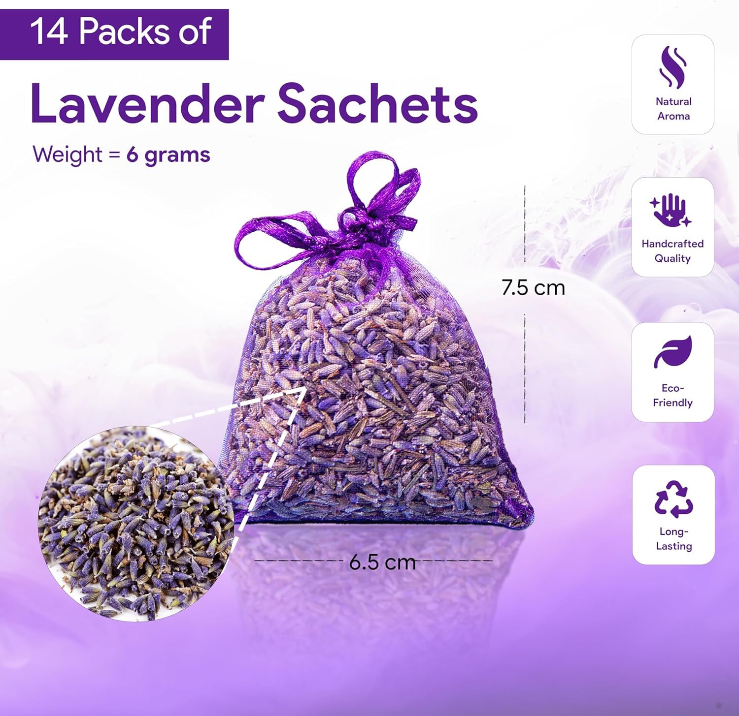 14 Szt. Lawendowe Saszetki Zapachowe - Naturalna Lawenda, Odświeżacz do Szafy, Szuflad, Pokoju, Torebki | Aromatyczne Woreczki na Mole, Relaks i Odświeżenie